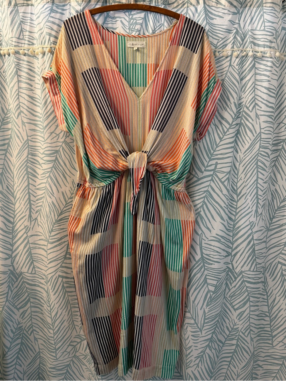 Lou & Grey by LOFT Colorblock Tie-Front Midi Dress - L